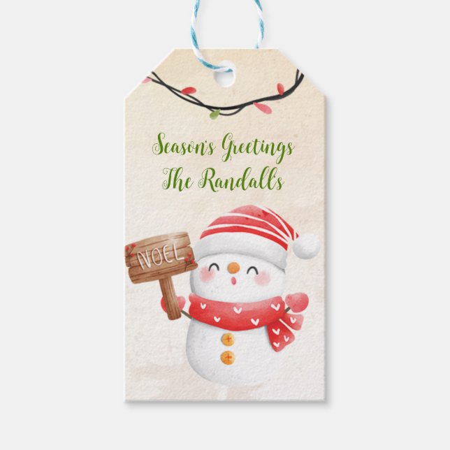 Étiquettes-cadeau Personnaliser Snowman (Devant)