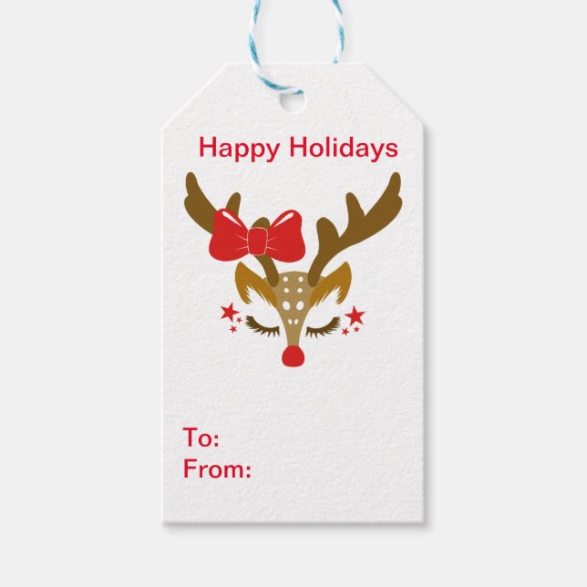 Étiquettes-cadeau Personnalité de Christmas Reindeer (Devant)