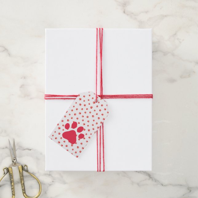 Étiquettes-cadeau Pet Lover Red Pws Red Cadeau Rouge Envelopper amus (Avec de la ficelle)