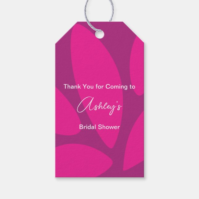 Étiquettes-cadeau Pétales de fleurs mod botanique Fuchsia Baby Showe (Devant)