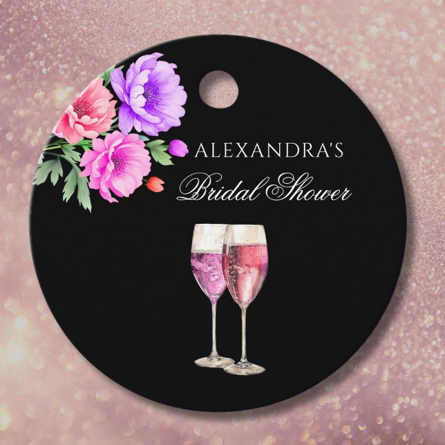 Étiquettes Cadeau Pétales et Prosecco Fête des mariées rose Merci (Créateur téléchargé)