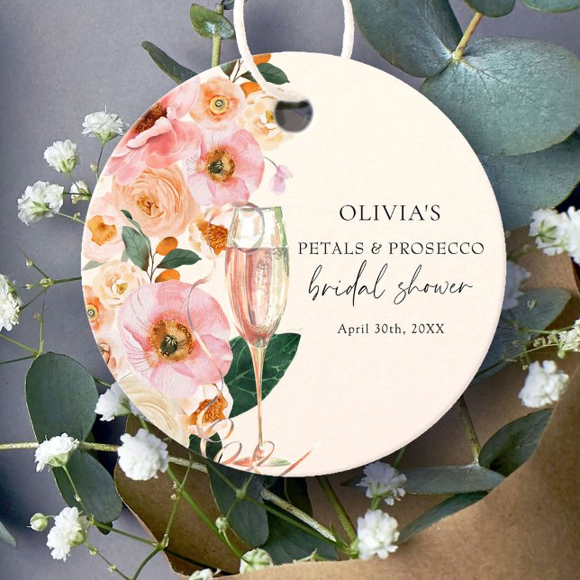 Étiquettes Cadeau Pétales florales roses modernes et douche nuptiale (Créateur téléchargé)