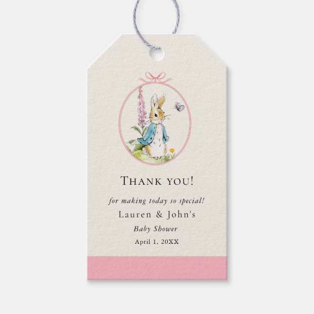 Étiquettes-cadeau Peter Rabbit Girl Baby shower merci (Devant)