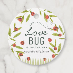 Étiquettes Cadeau Petit Amour Bug Ladybug Merci Baby shower feuille