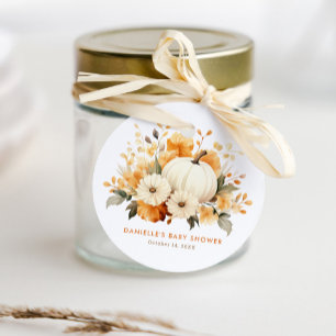 Étiquettes Cadeau Petit Baby shower botanique fleuri Citrouille