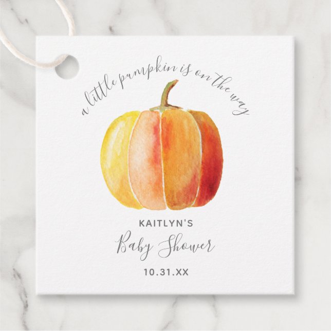 Étiquettes Cadeau Petit Baby shower Citrouille (Devant)