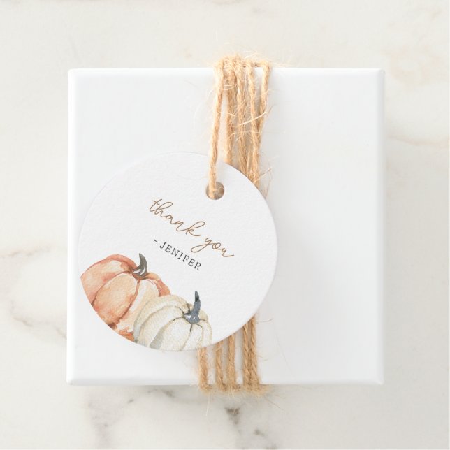 Étiquettes Cadeau Petit Baby shower Citrouille (En situation)