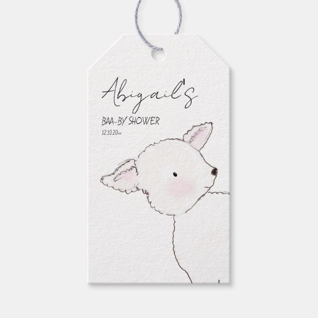 Étiquettes-cadeau Petit Baby shower d'agneau (Devant)