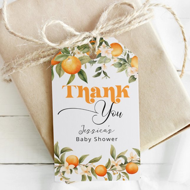 Étiquettes-cadeau Petit baby shower d'agrumes cuites oranges merci (Créateur téléchargé)