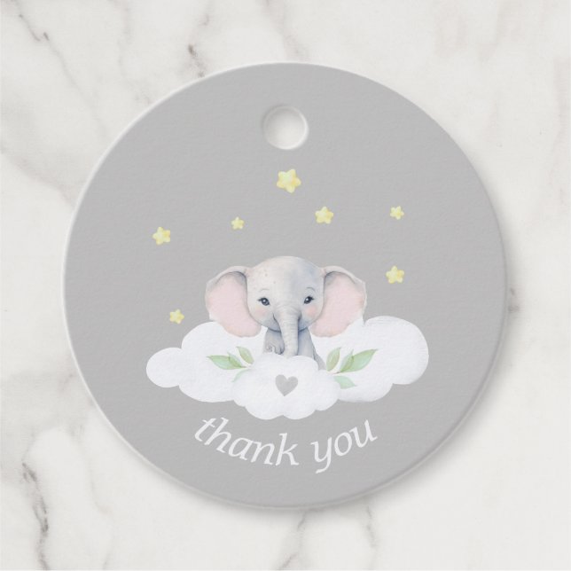 Étiquettes Cadeau Petit Baby shower d'arachide éléphant neutre pour  (Devant)