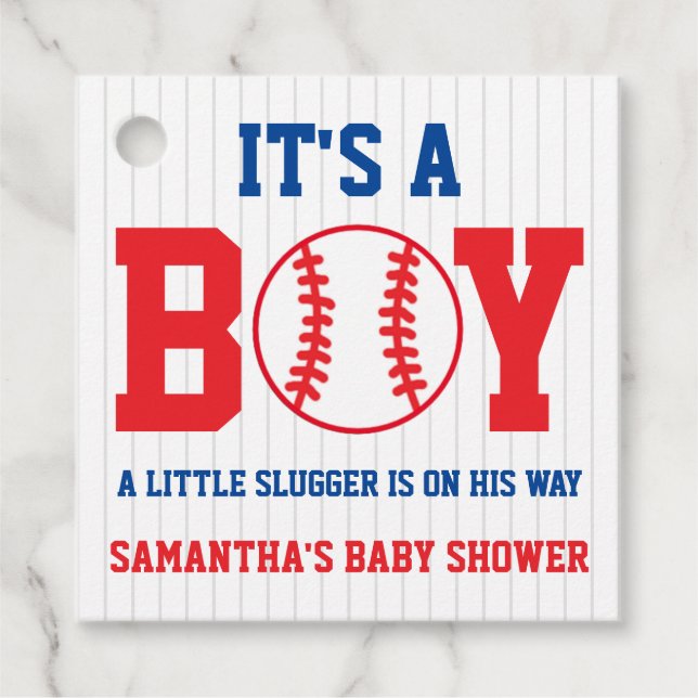 Étiquettes Cadeau Petit Baby shower De Baseball Slugger (Devant)