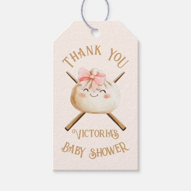Étiquettes-cadeau Petit Baby shower de fille minuscule Dim (Devant)
