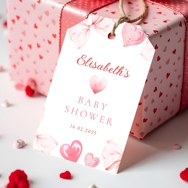 Étiquettes-cadeau Petit Baby shower de la corneille rose (Créateur téléchargé)