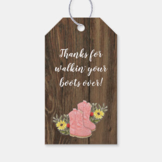 Étiquettes-cadeau Petit Baby shower en bois foncé Bootie