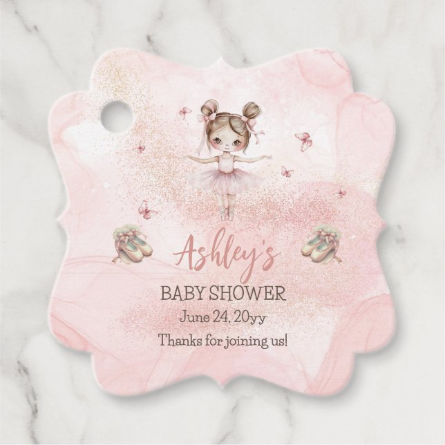 Étiquettes Cadeau Petit Baby shower fille Ballerina Tutu rose mignon (Devant)