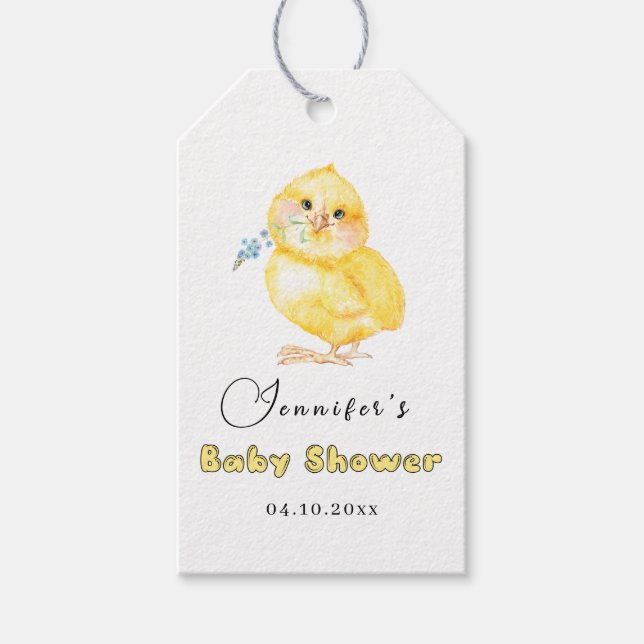 Étiquettes-cadeau Petit Baby shower floral de poussette (Devant)