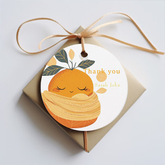 Étiquettes Cadeau petit Baby shower orange