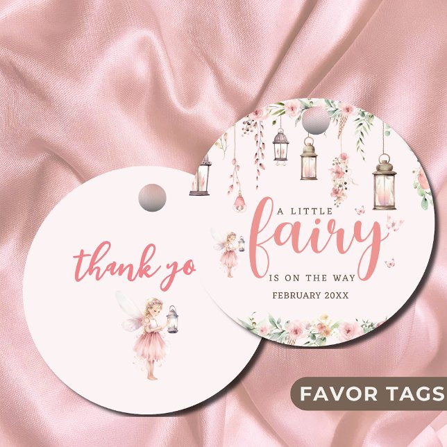 Étiquettes Cadeau Petit Baby shower rose Enchantée Fée (Créateur téléchargé)