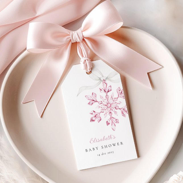 Étiquettes-cadeau Petit Baby shower rose Snowflake (Créateur téléchargé)
