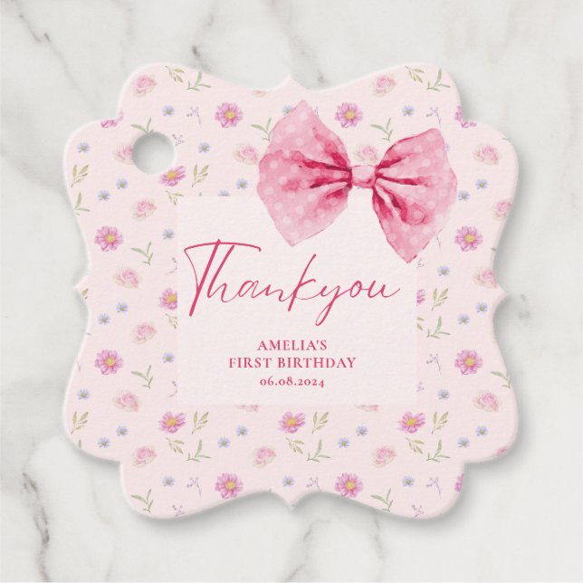 Étiquettes Cadeau Petit bijou floral petite miss Onederful anniversa (Devant)