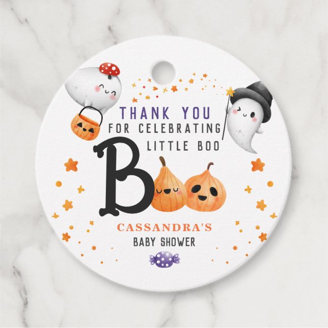 Étiquettes Cadeau Petit Boo mignon Halloween Baby shower Merci (Devant)