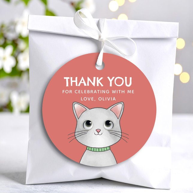 Étiquettes Cadeau Petit chaton merci (Créateur téléchargé)