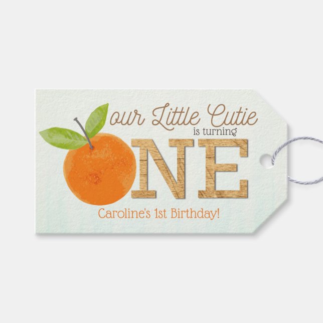 Étiquettes-cadeau Petit Citron Mignon Favori pour le 1er Anniversair (Devant (Horizontal))