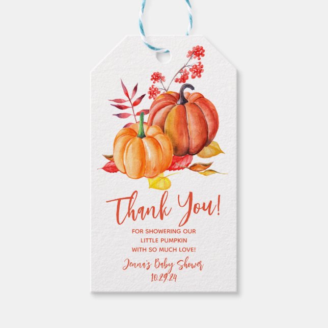 Étiquettes-cadeau Petit Citrouille, Automne, Automne Baby shower Fav (Devant)