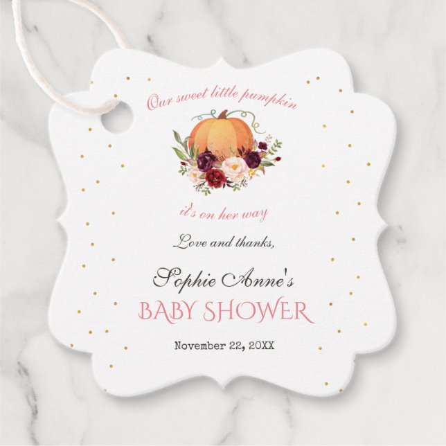 Étiquettes Cadeau Petit Citrouille Baby shower Thanksgiving (Devant)