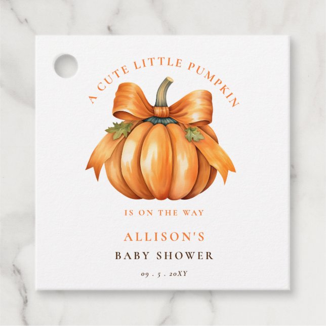 Étiquettes Cadeau petit citrouille en baby shower d'automne (Devant)