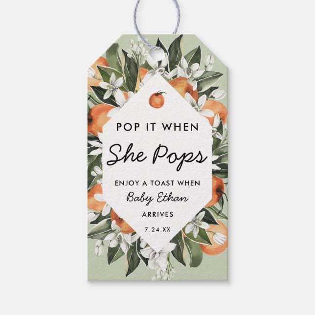 Étiquettes-cadeau Petit Cutie Pop It When She Pop Champagne Botté (Devant)