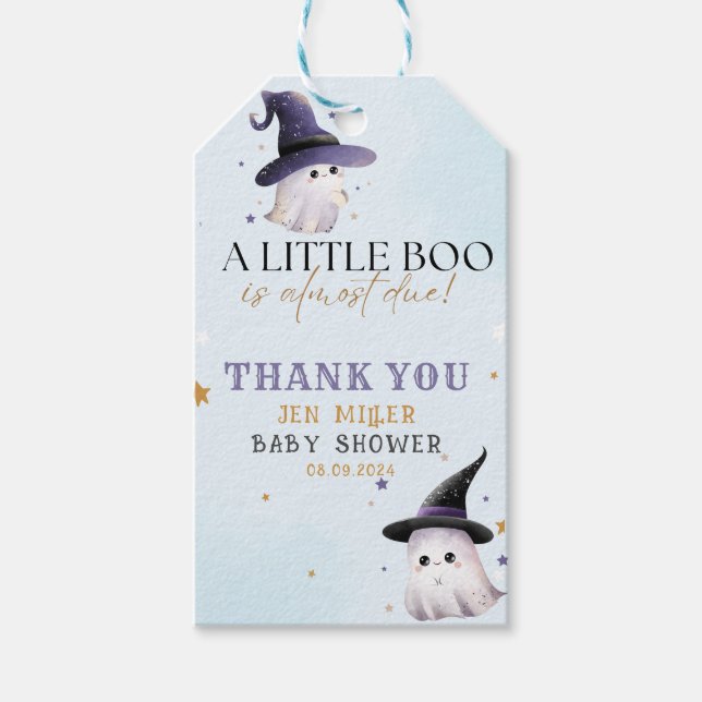 Étiquettes-cadeau Petit garçon est presque dû garçon baby shower fav (Devant)