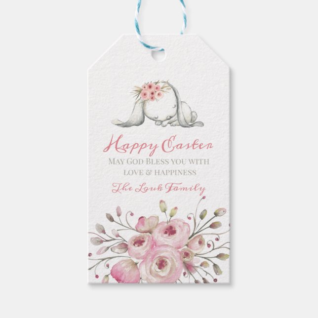 Étiquettes-cadeau Petit Lapin Joyeux Pâques Personnalisé Personnalis (Devant)