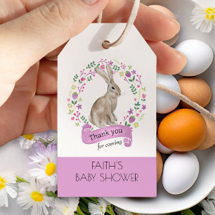 Étiquettes-cadeau Petit lapin lapin en Merci de fleurs mignonnes