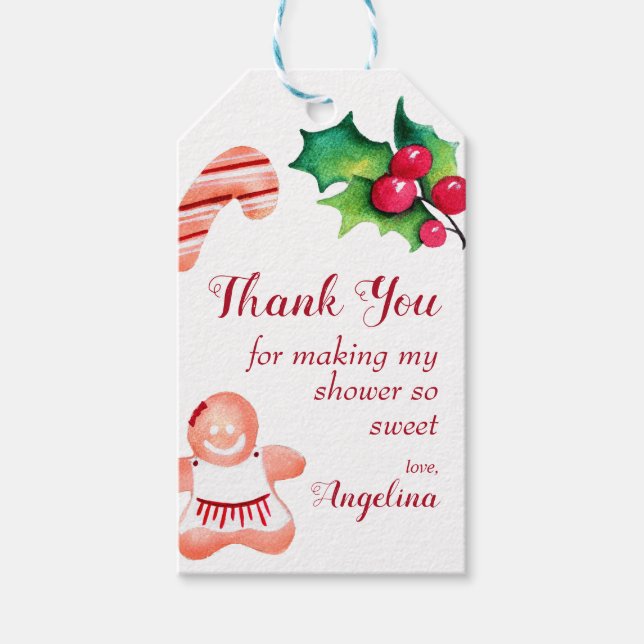 Étiquettes-cadeau Petit pain d'épice doux Baby shower de Noël (Devant)
