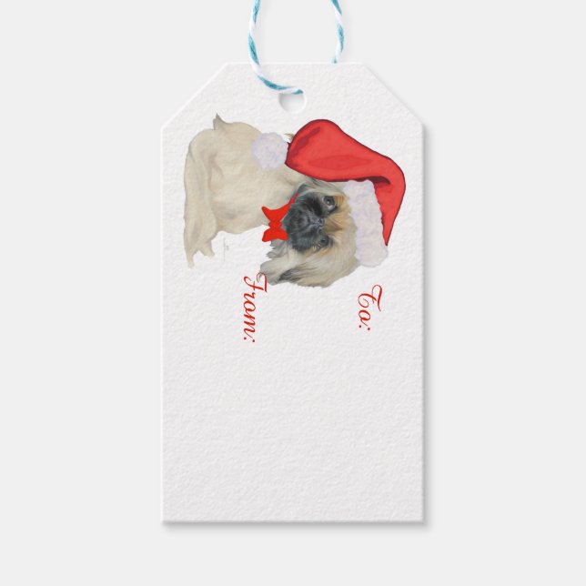 Étiquettes-cadeau Petit Pékinois Père Noël (Devant)
