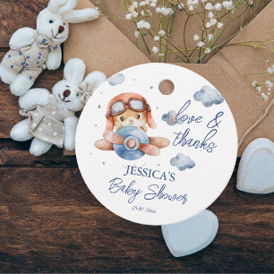 Étiquettes Cadeau Petit petit baby shower d'avion pilote