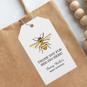 Étiquettes-cadeau Petite Abeille en Route Fête Prénatale Jaune Bébé