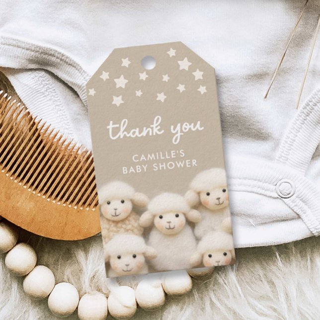 Étiquettes-cadeau Petite agneau Baby shower neutre par sexe Favorise (Little Lamb Baby Shower Thank you tags)