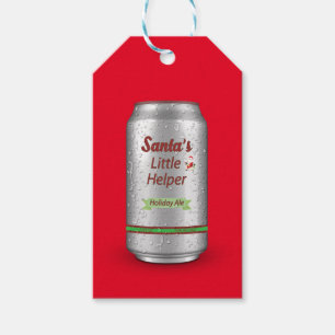Étiquettes-cadeau Petite canette de bière de l'aide de Père Noël