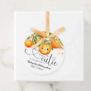Étiquettes Cadeau Petite Douce Orange Citron Fête de Naissance Bébé