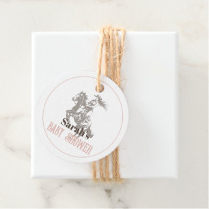Étiquettes Cadeau Petite fille Baby shower Western rose fille