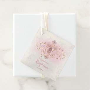 Étiquettes Cadeau petite fille Baptême croix sainte