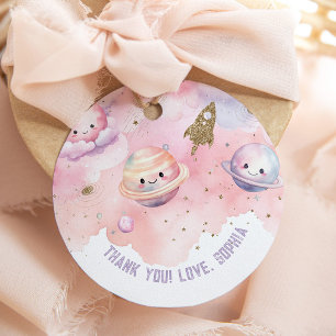 Étiquettes Cadeau Petite fille Space Planètes et étoiles merci