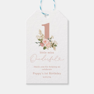 Étiquettes-cadeau Petite Miss Rose Onederful 1er Anniversaire Privil