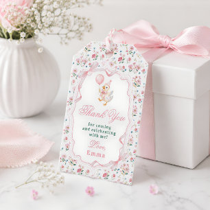 Étiquettes-cadeau Petite Oie Rose Ruban Floral Coquette Anniversaire