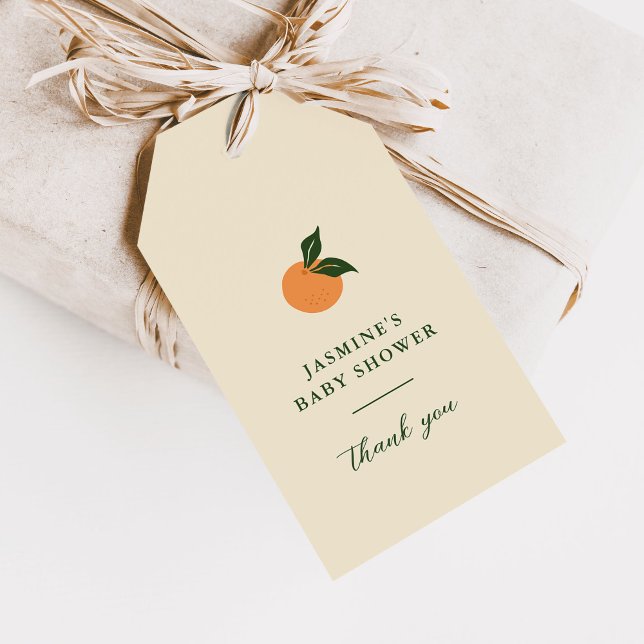 Étiquettes-cadeau Petite Orange Mignonne Fête de Naissance Citron (Créateur téléchargé)