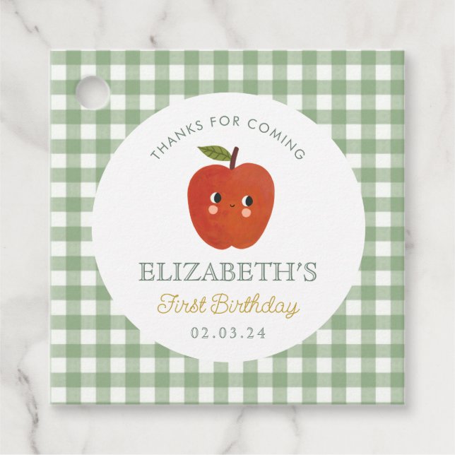 Étiquettes Cadeau Petite pomme sucrée premier anniversaire (Devant)