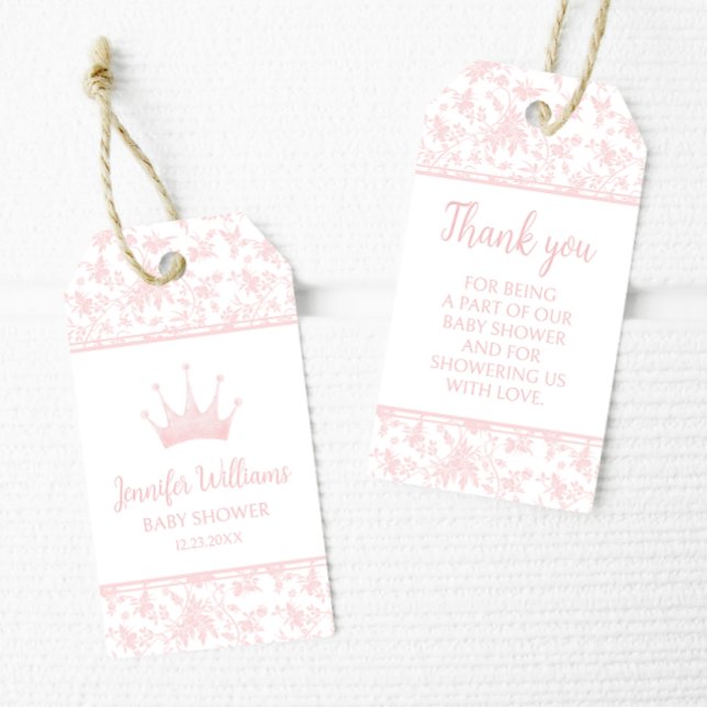 Étiquettes-cadeau Petite princesse rose petite fille douche merci (Créateur téléchargé)