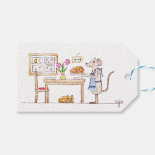 Étiquettes-cadeau Petite Souris Avec Dinde